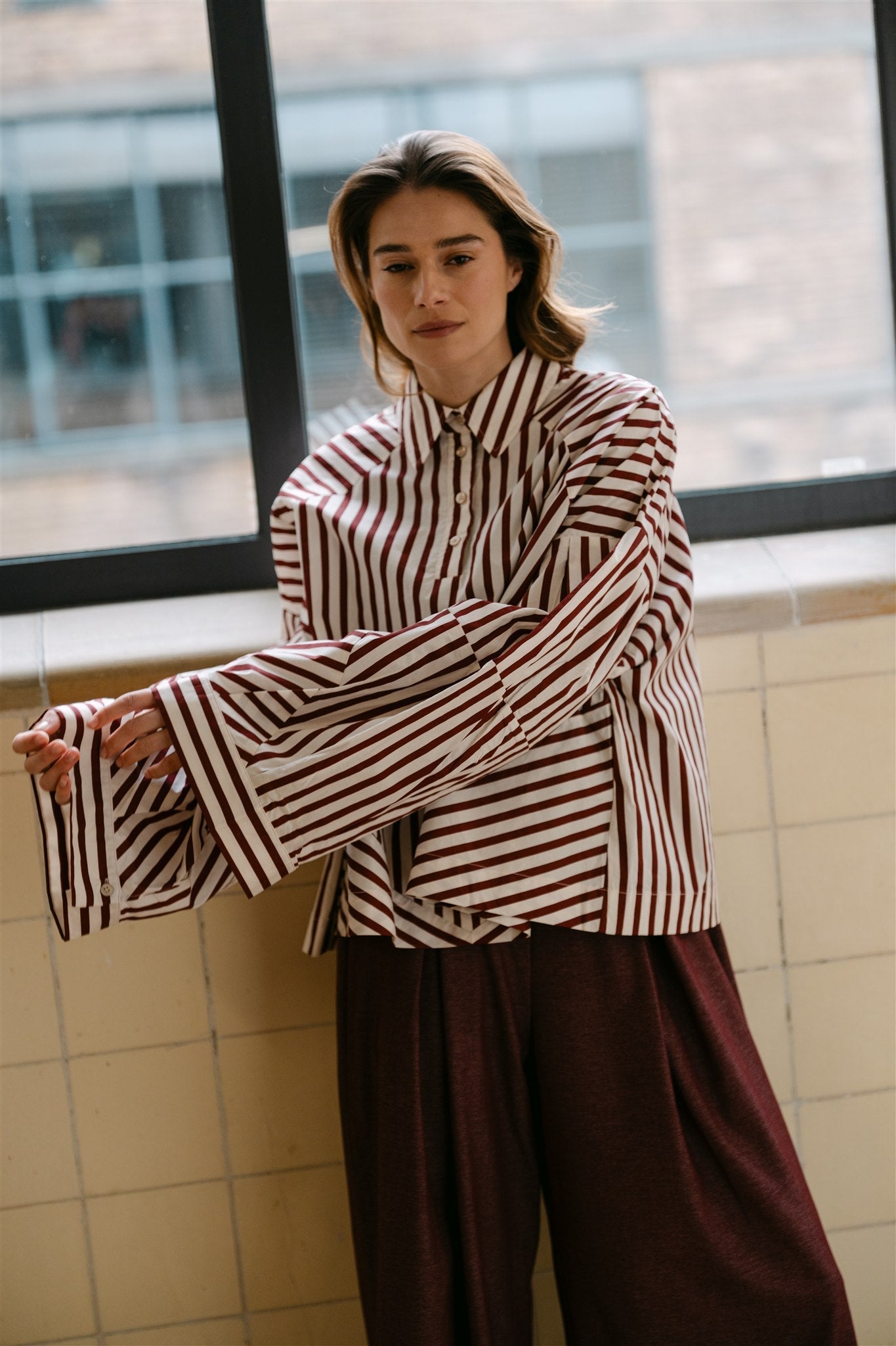 AIMEE THE LABEL OsloW6 blouse-burgundy stripe