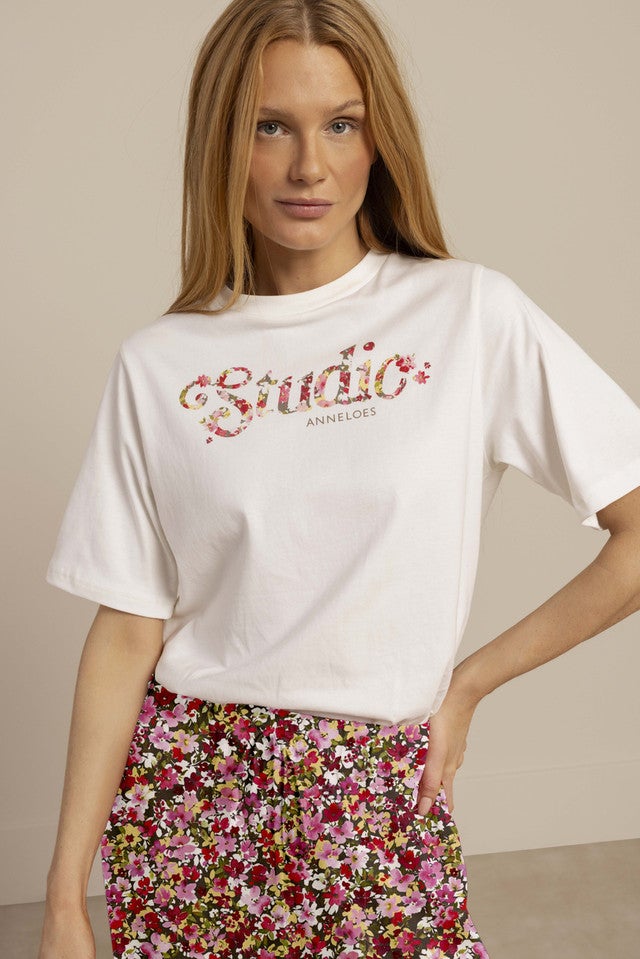 STUDIO ANNELOES 13688 Flower studio floor t-shirt - off white