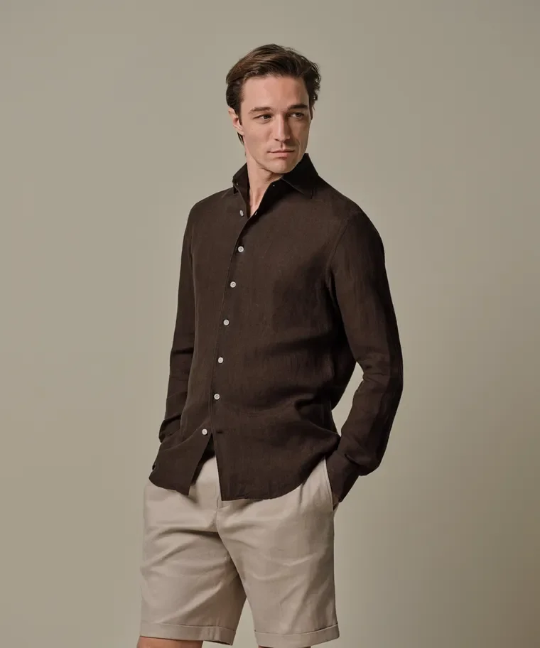 PROFUOMO PPXH10041C SHIRT ONE PIECE SF- dark brown