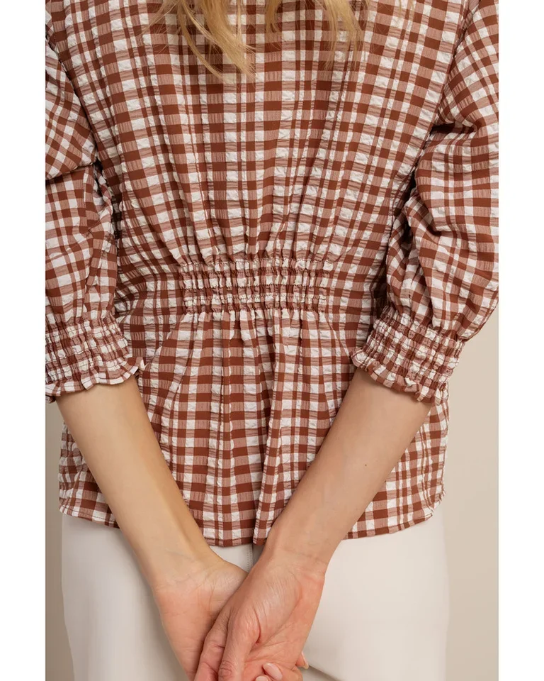 STUDIO ANNELOES 14024 Yentill check blouse