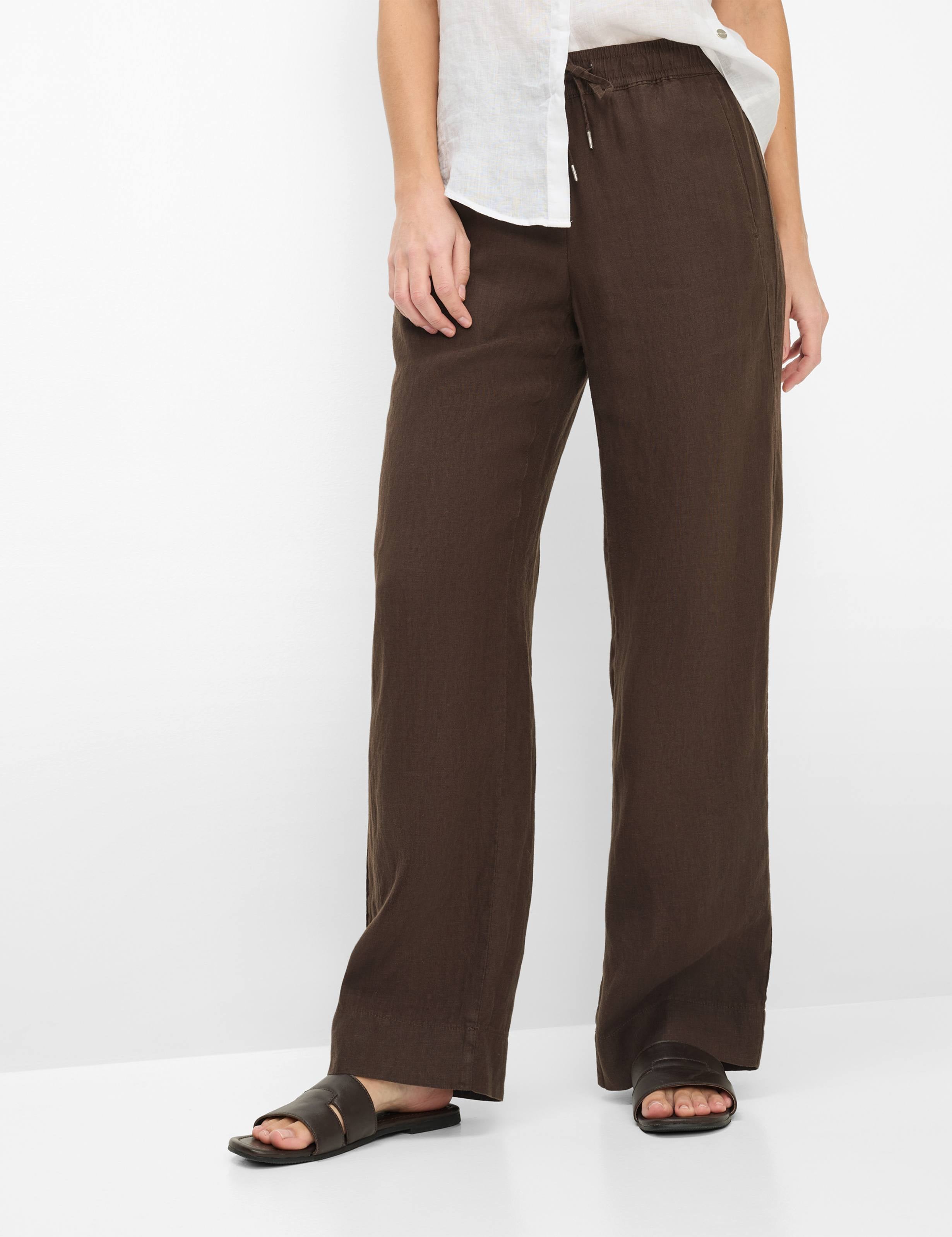 BRAX 092202_09885020 FARINA Linnen Broek-coffee