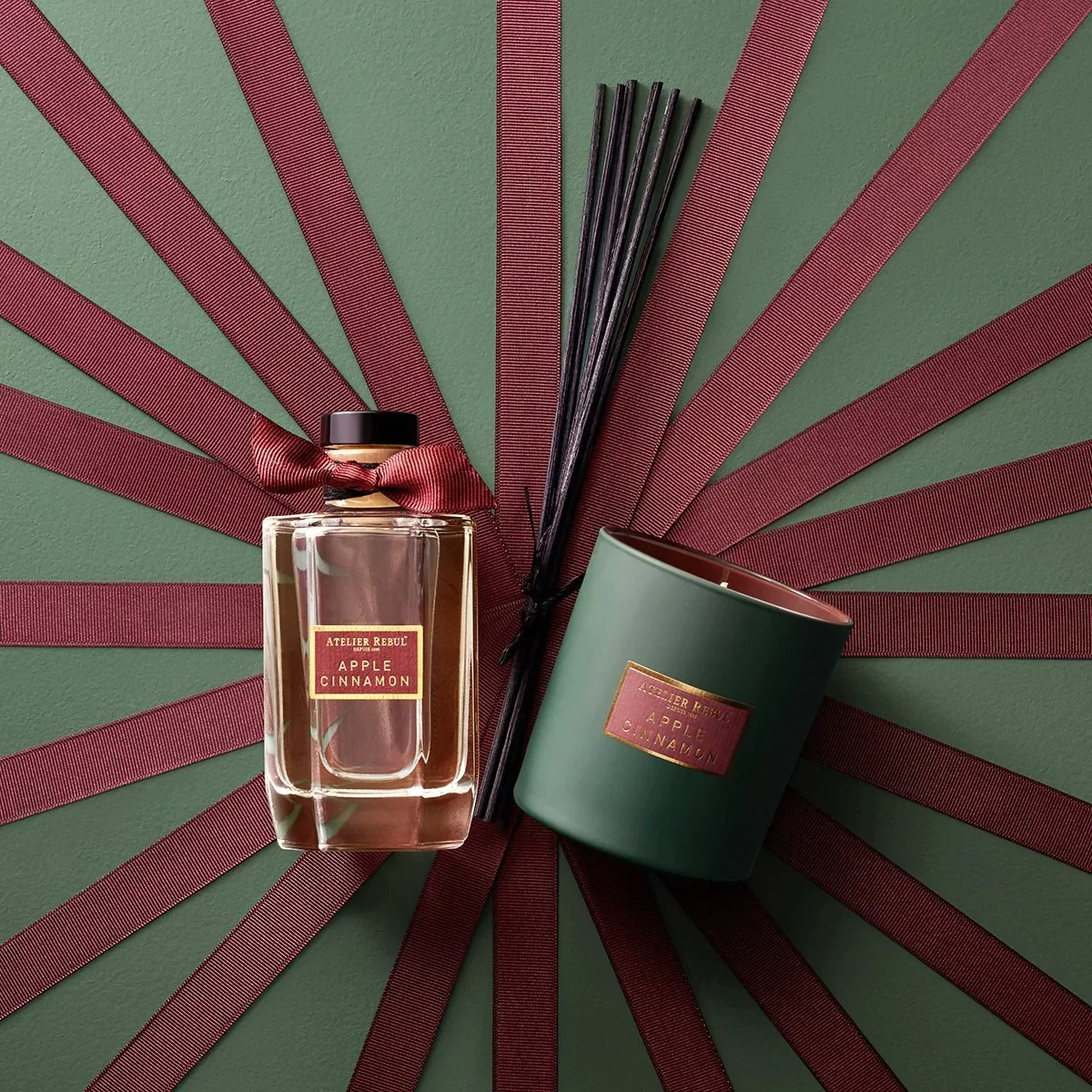 ATELIER REBUL APPLE & CINNEMON GEURSTOKJES 200 ML | 12 Reed Diffuser LE 200ml