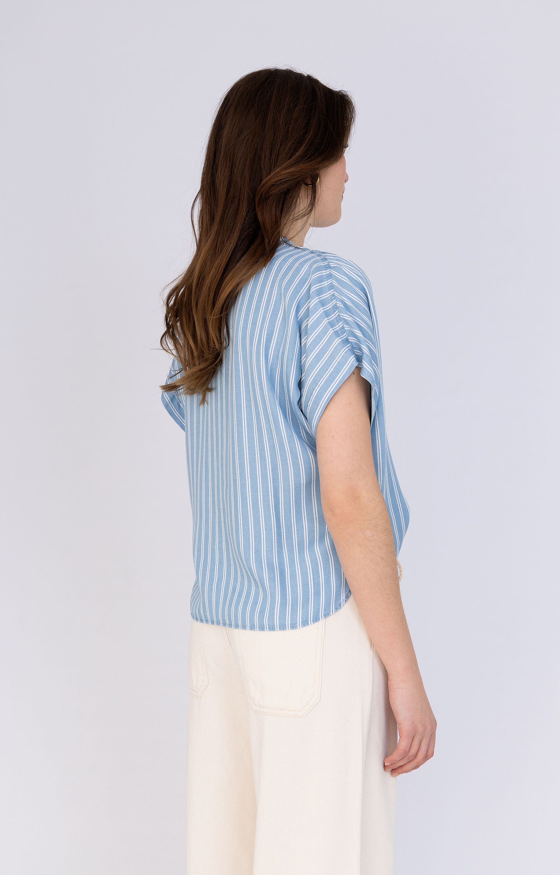 ANNA BLUE B46-05-Gina Blouse SS Stripe