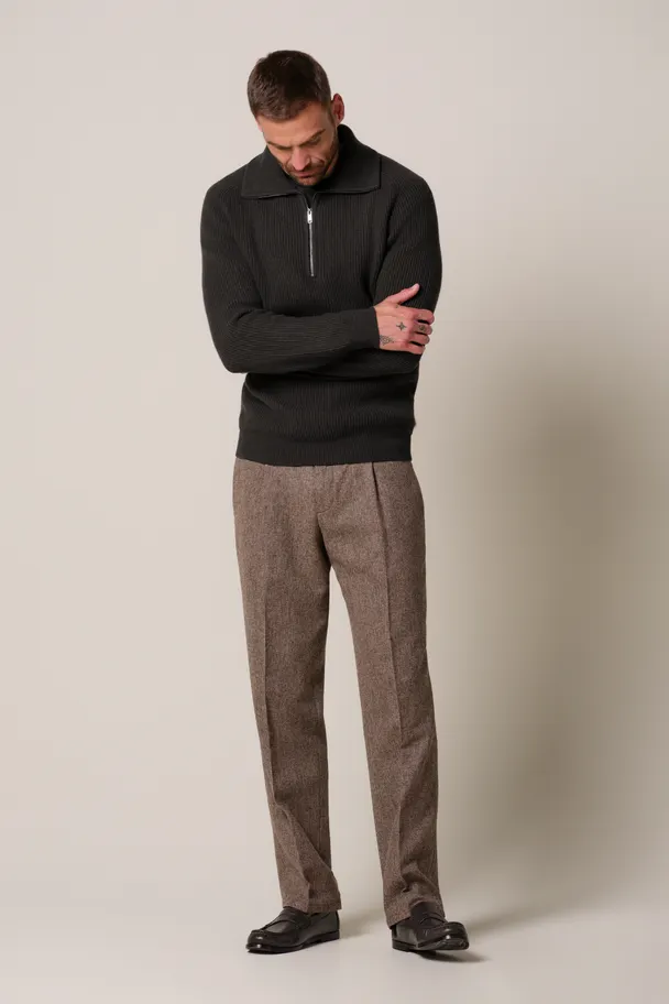 PROFUOMO PPXJ30058F Donkerbruine pullover half zip