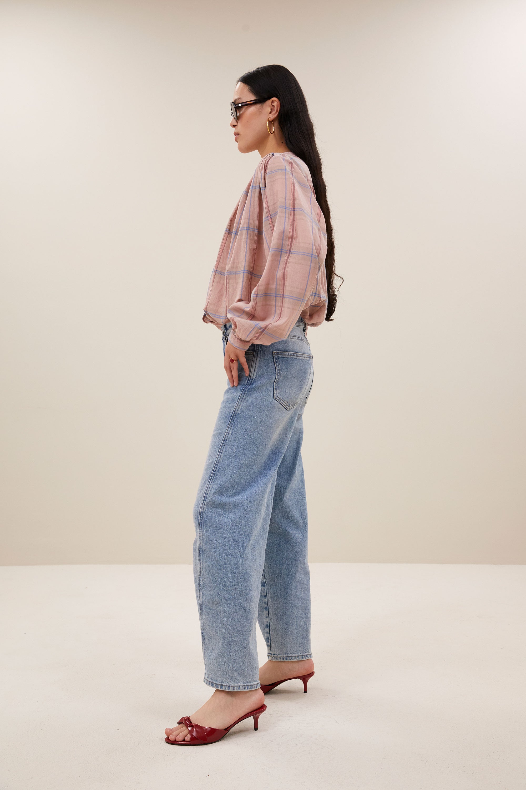 BY-BAR 26112032 Nyka Pink Check Blouse