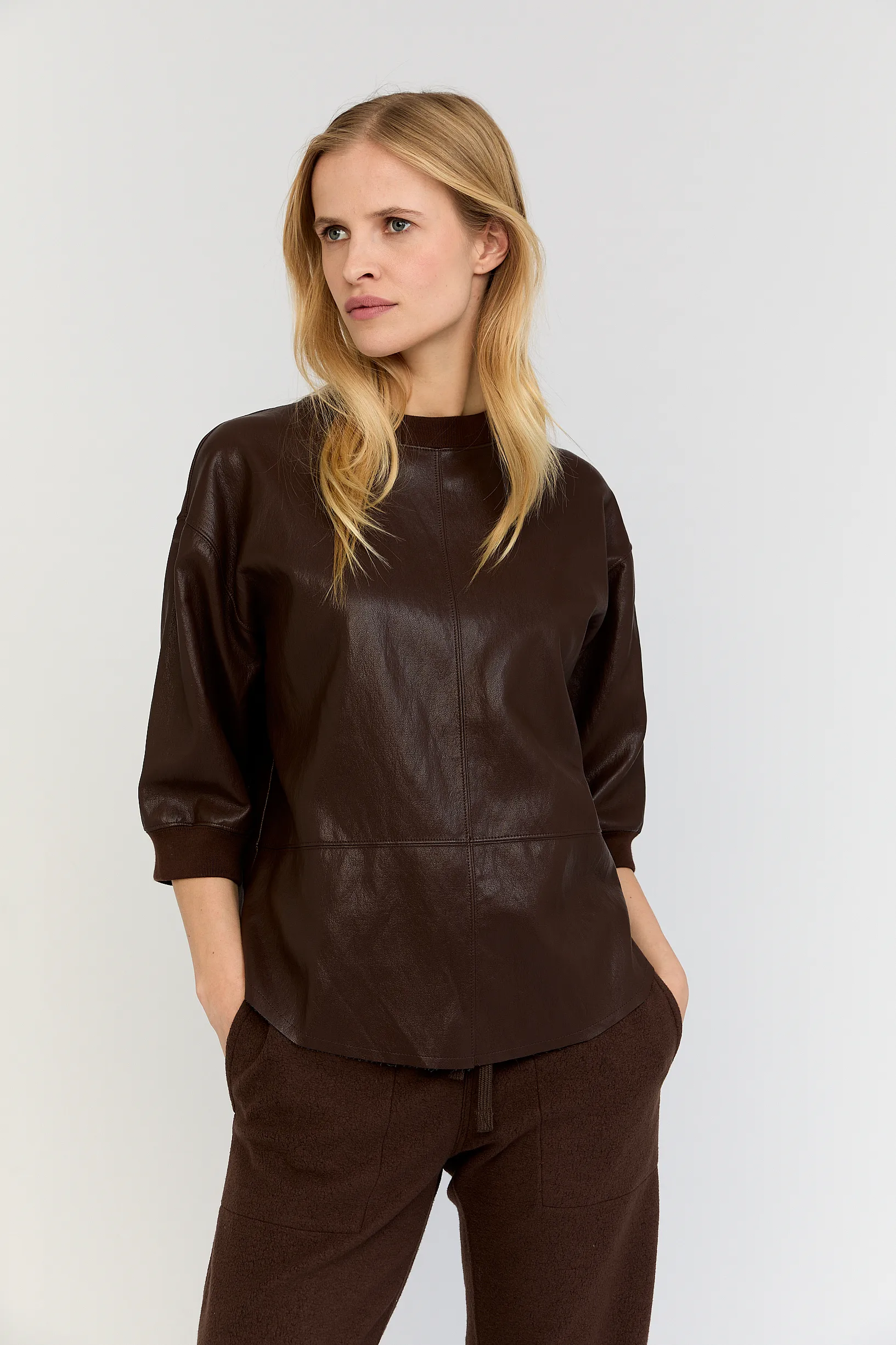 MOSCOW 103-04-Antonella Blouse Leather Look