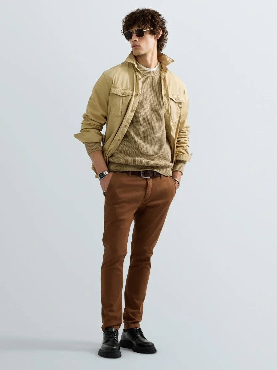 REPLAY UK00AY.000.7246X rib knit cotton pullover-sand
