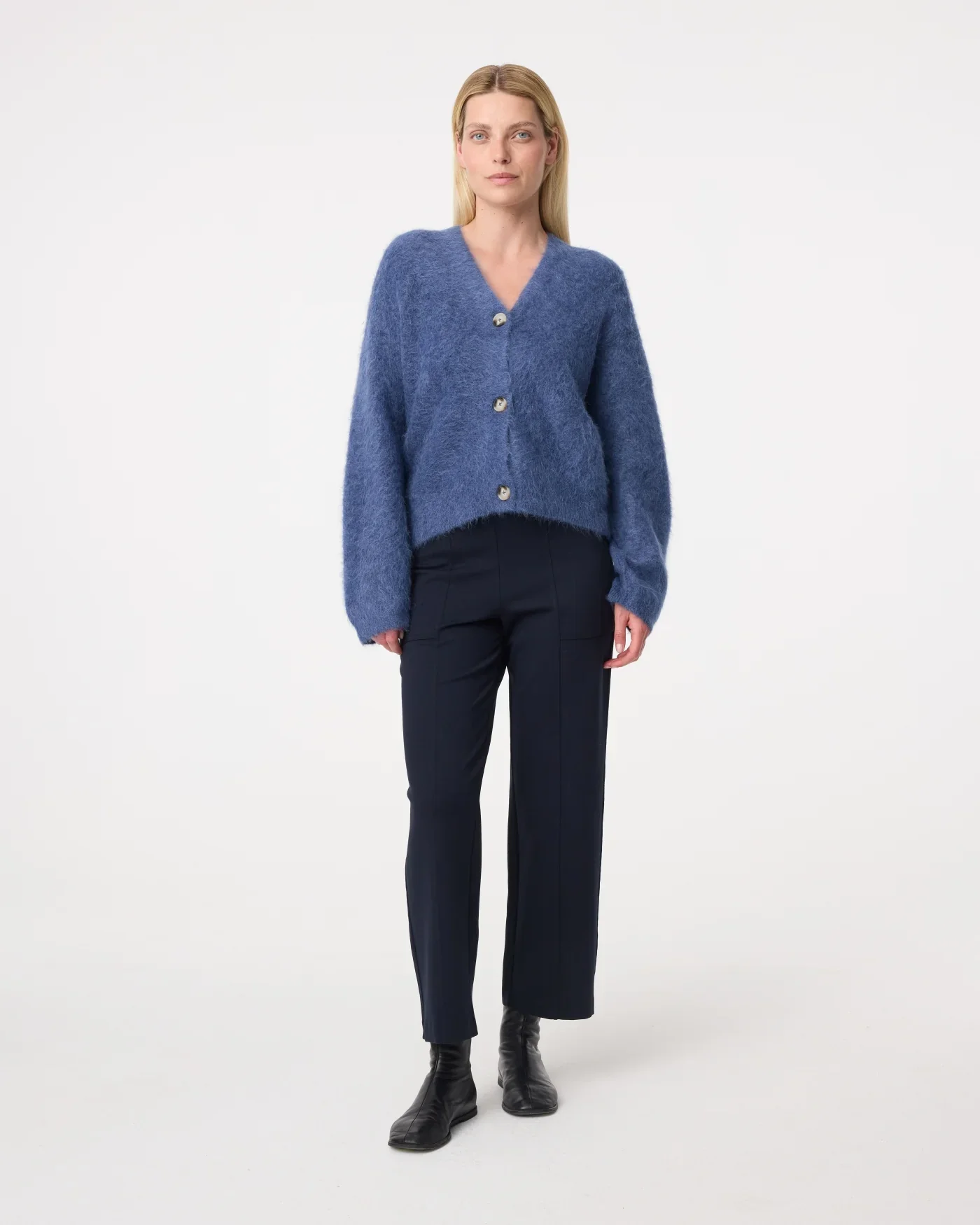 KNIT-TED 262P047 Maris Cardigan - mid bleu