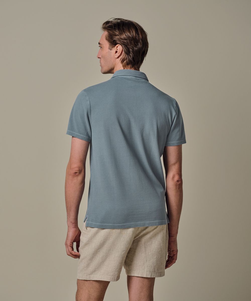 PROFUOMO PPXD10021B Grijsblauwe Garment dye polo
