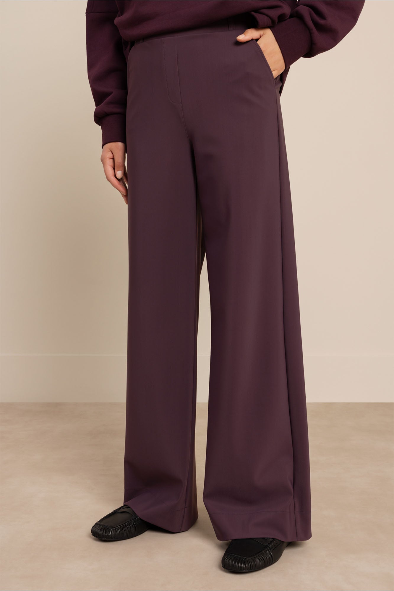 Studio Anneloes 14204 Lexie bonded trousers - aubergine
