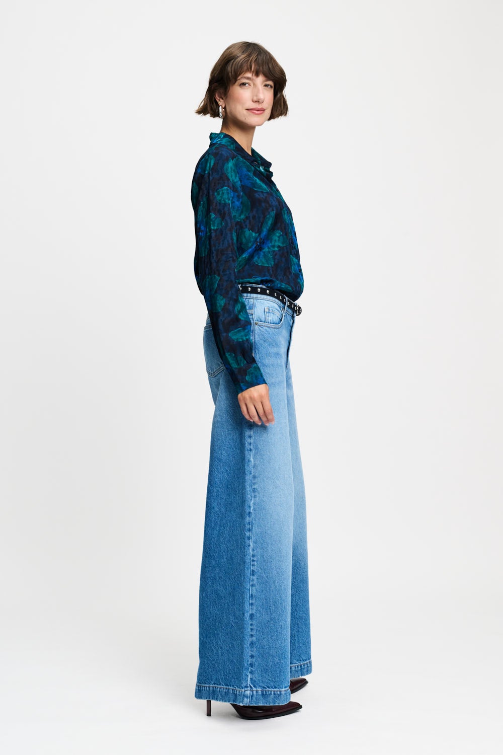 POM SP9794 BLOUSE - MILA BLOOM TEAL GREEN