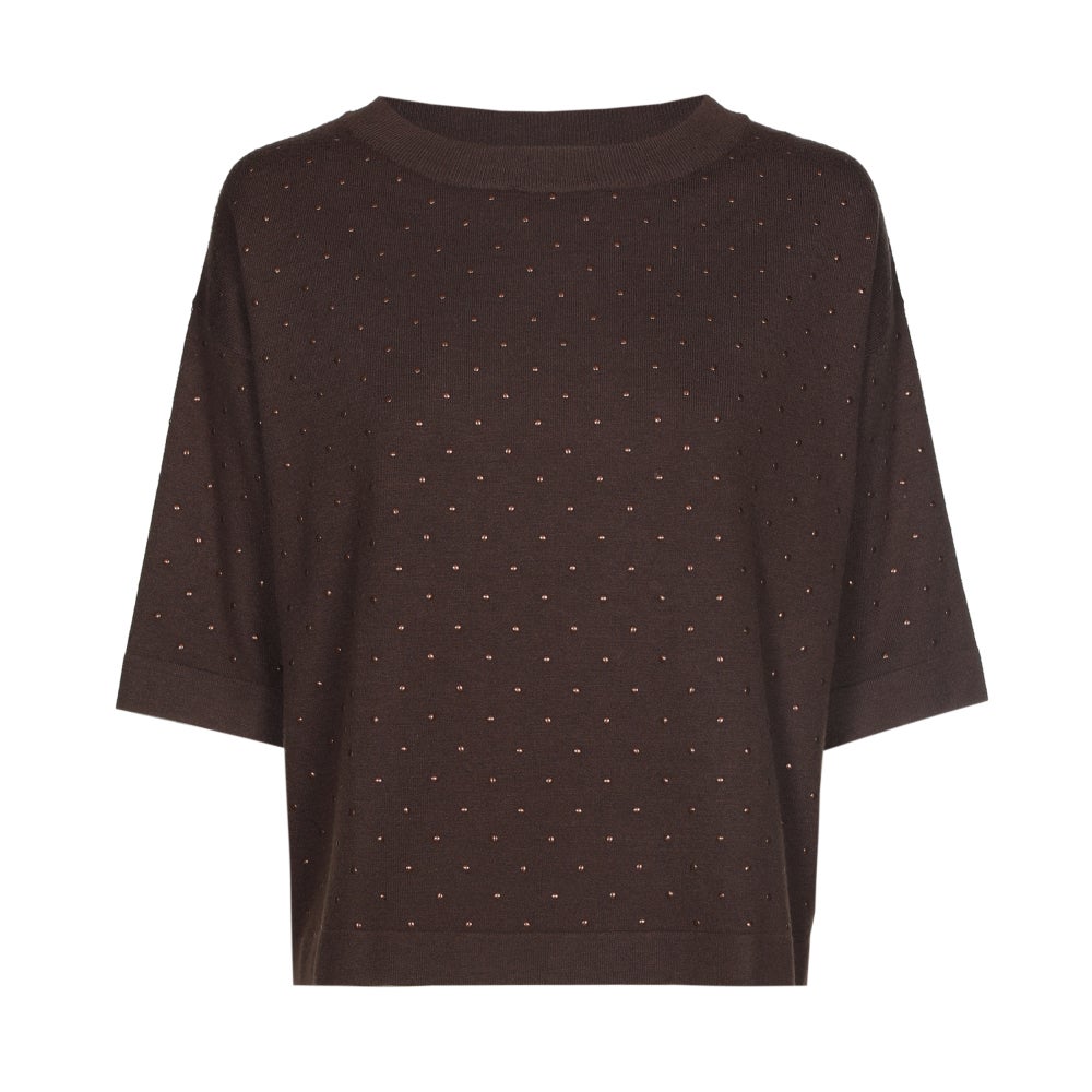 CarolineBiss 4298/31  Fijngebreide korte pull met detail