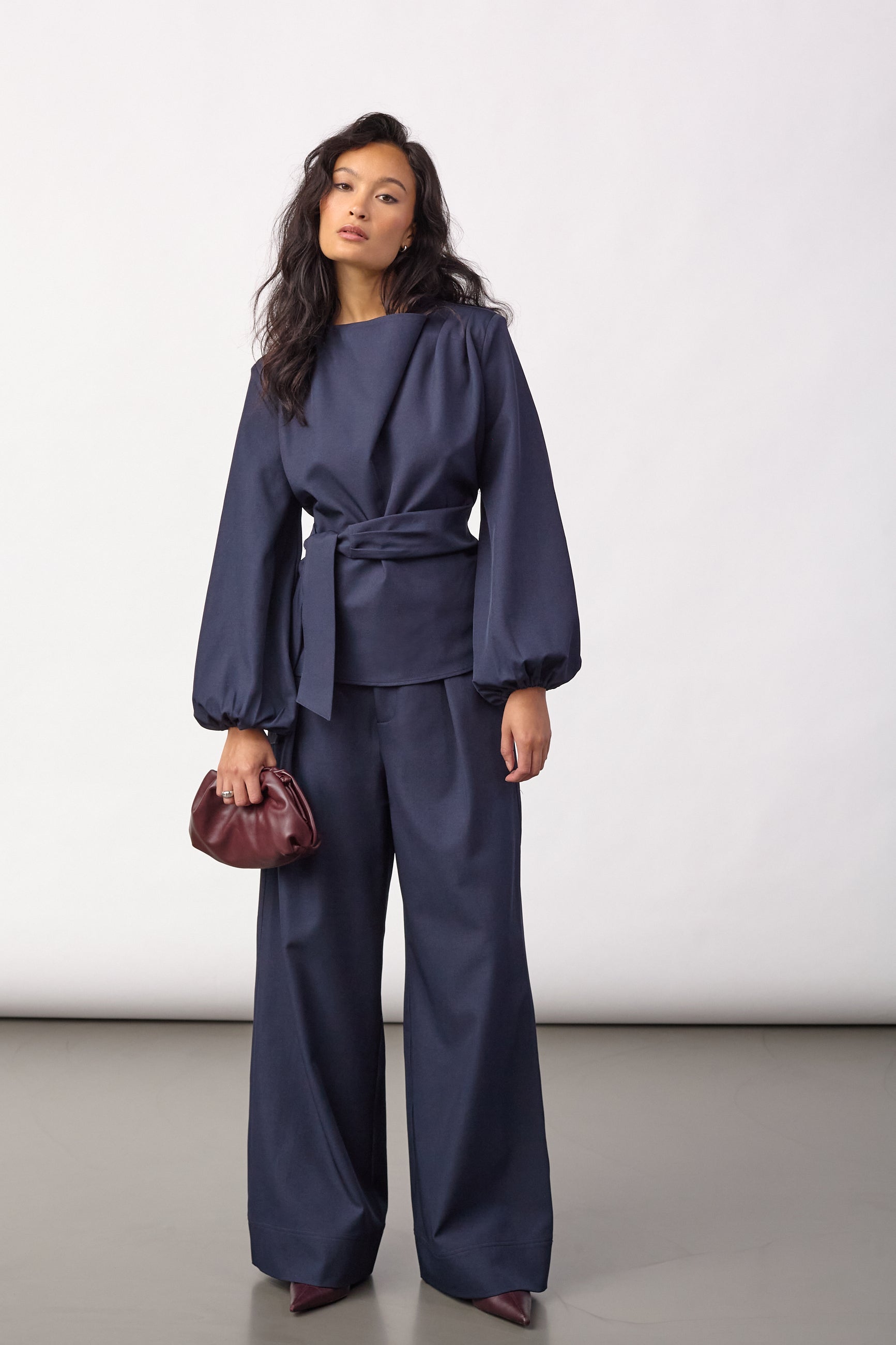 CO'COUTURE 500386 LunaCC Tie Blouse-Navy