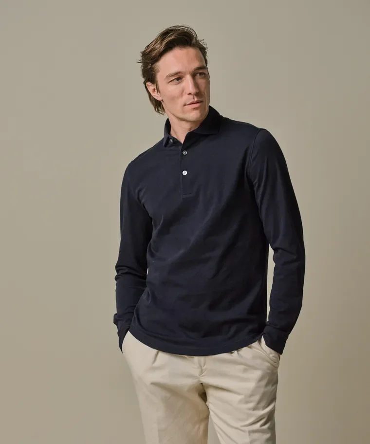 PROFUOMO PP2J00001B Single Jersey POLO LONGSLEEVE-Navy