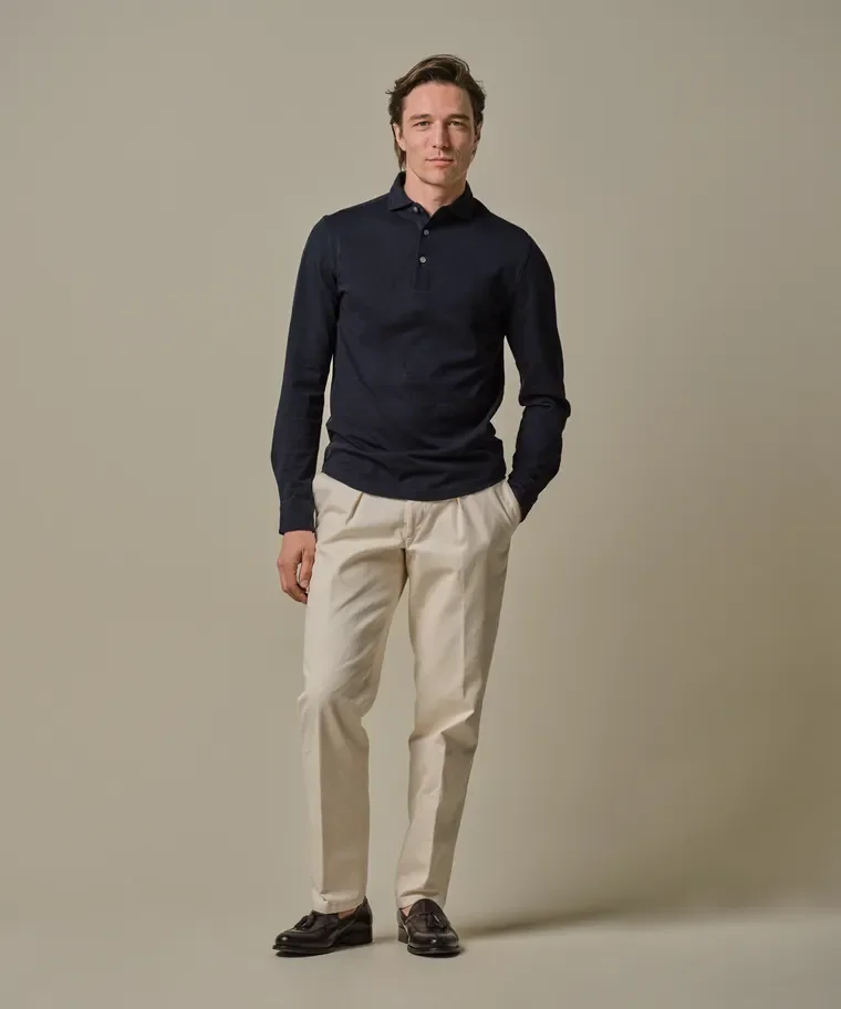 PROFUOMO PP2J00001B Single Jersey POLO LONGSLEEVE-Navy