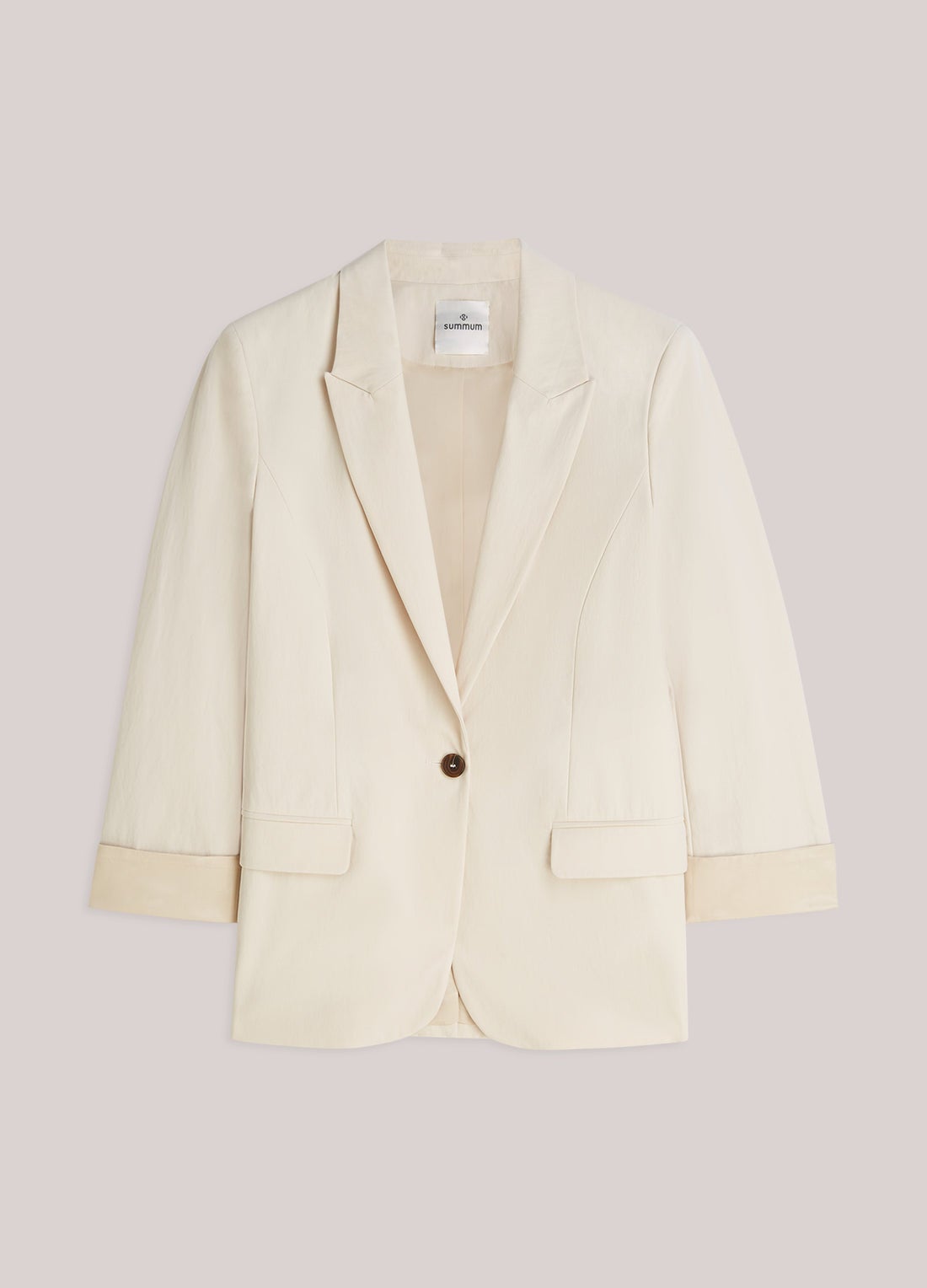 SUMMUM 1s1299-12365  getailleerde blazer katoenblend-Ivory