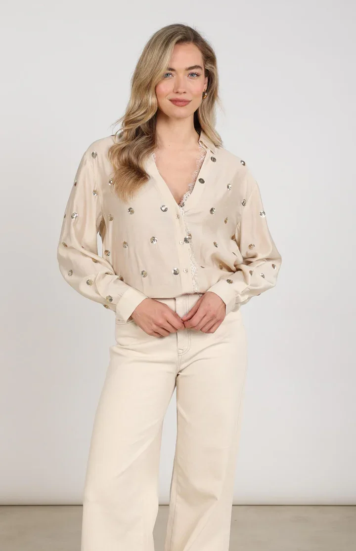 NUKUS NKF02160 Anika Blouse Paillet-Sand