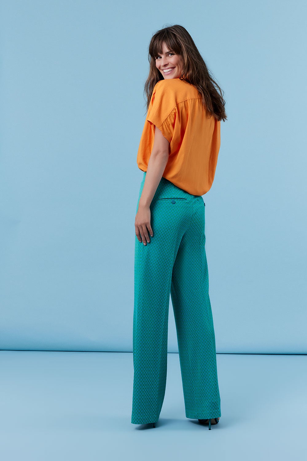 COREL 1006-8144 Lilly Wide Jacq Circ Pants-Luna Green