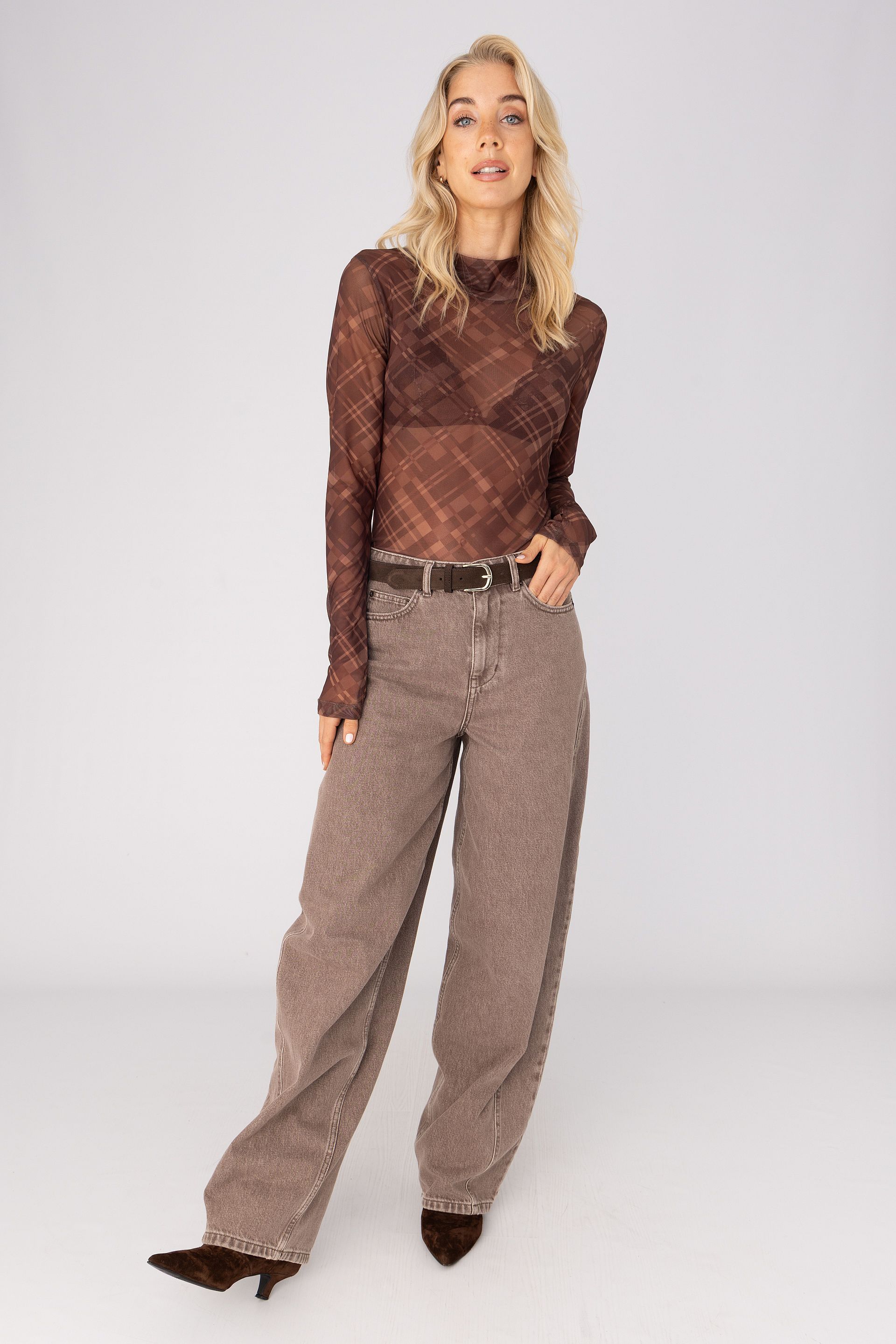 ANNA 43A04-03926 T-shirt LS met ruitdessin