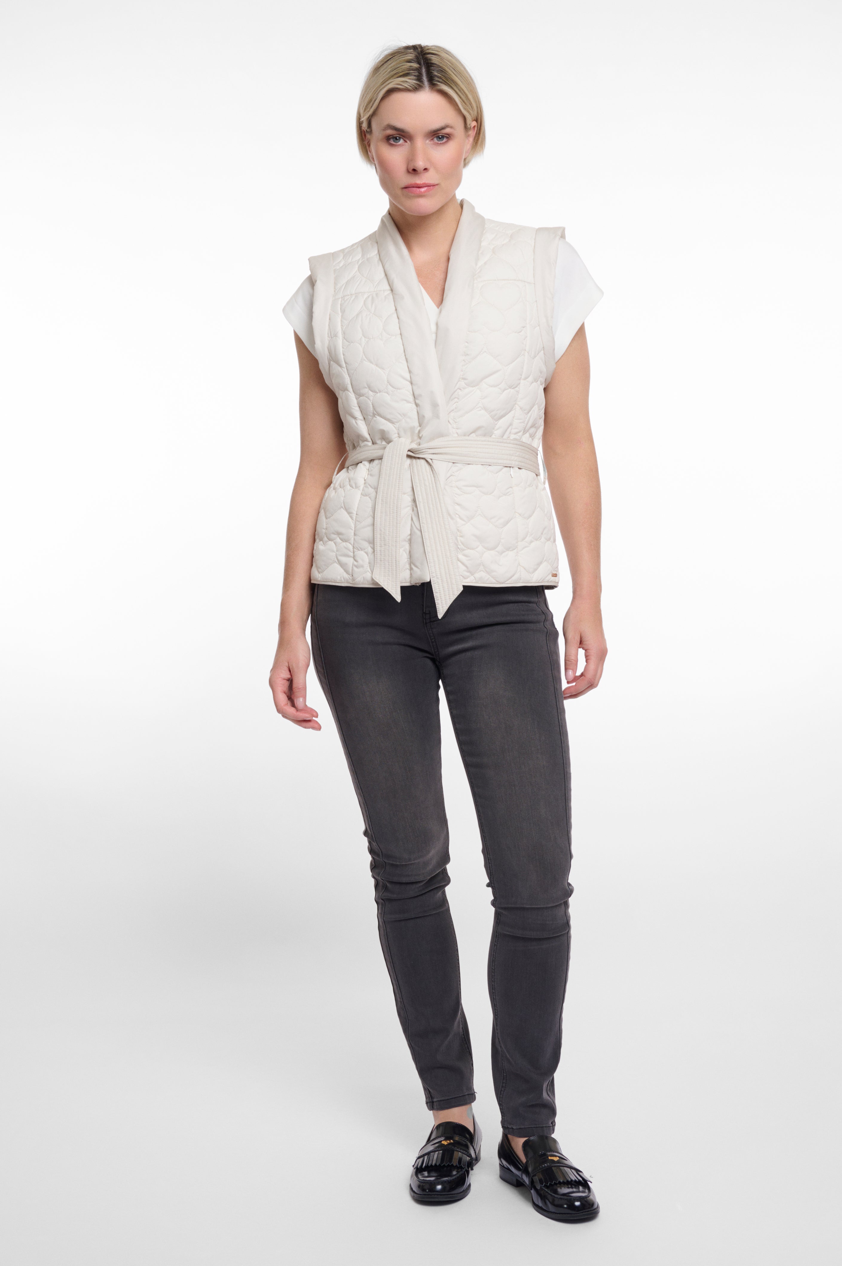 RINO & PELLE Doria.7002521 Quilted bodywarmer with belt-Birch
