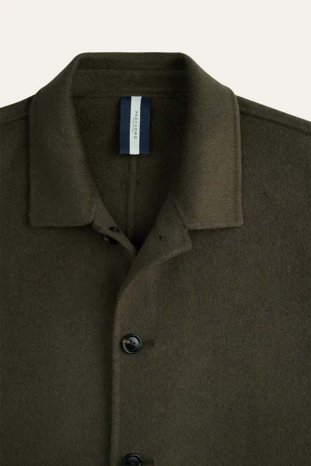 PROFUOMO PPXF30011G Groen wollen single layer overshirt
