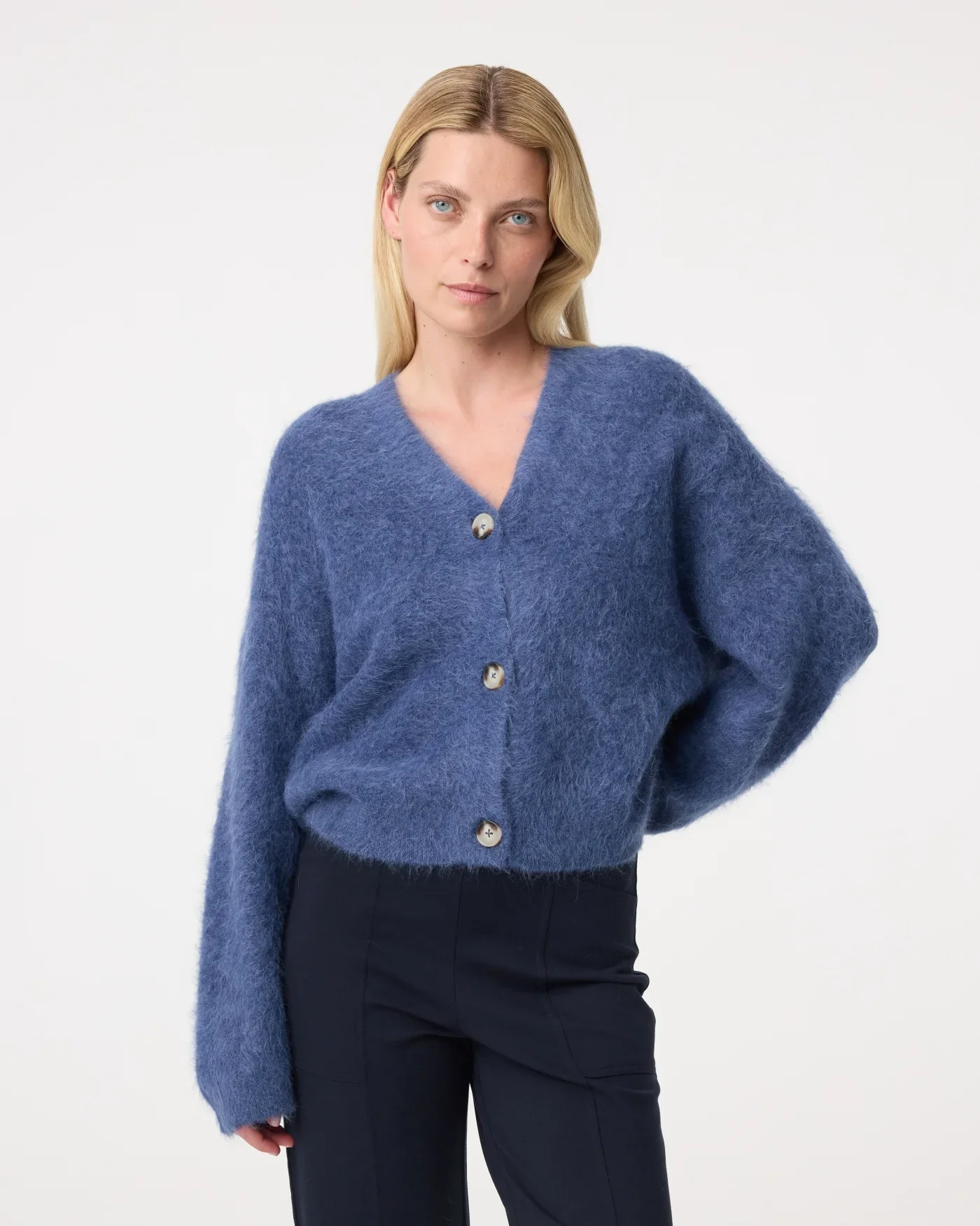 KNIT-TED 262P047 Maris Cardigan - mid bleu