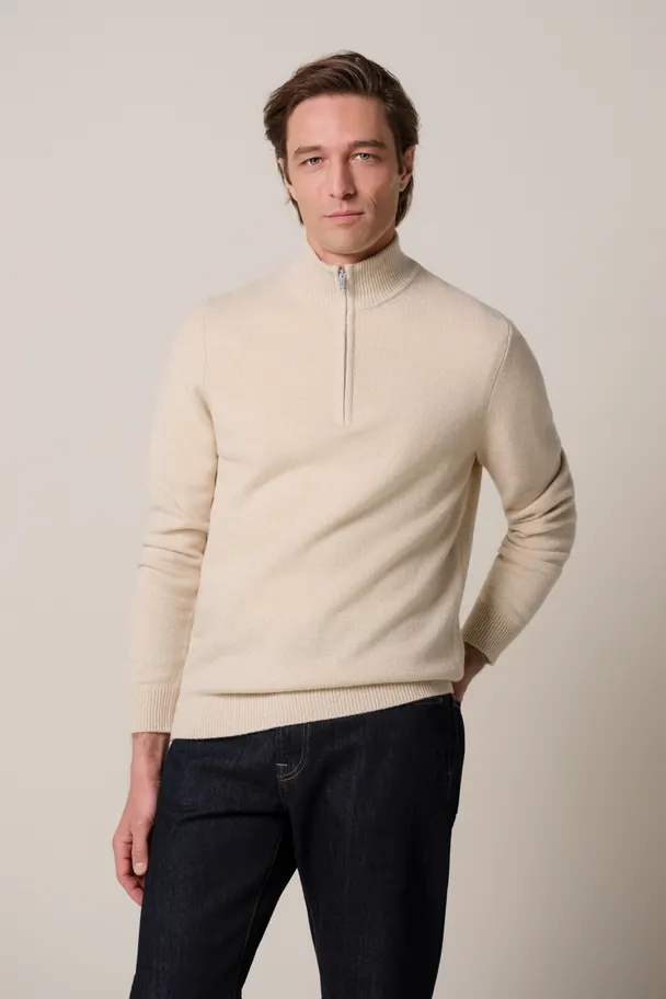 PROFUOMO PPXJ30047F Zand two-tone pullover half zip