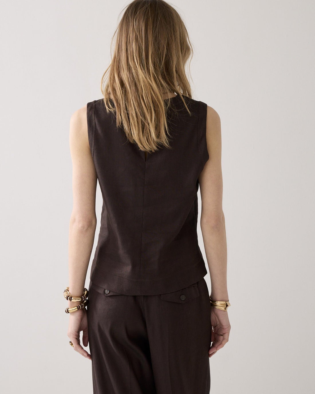 SUMMUM 2s3065-11780 Mouwloze top linnenblend