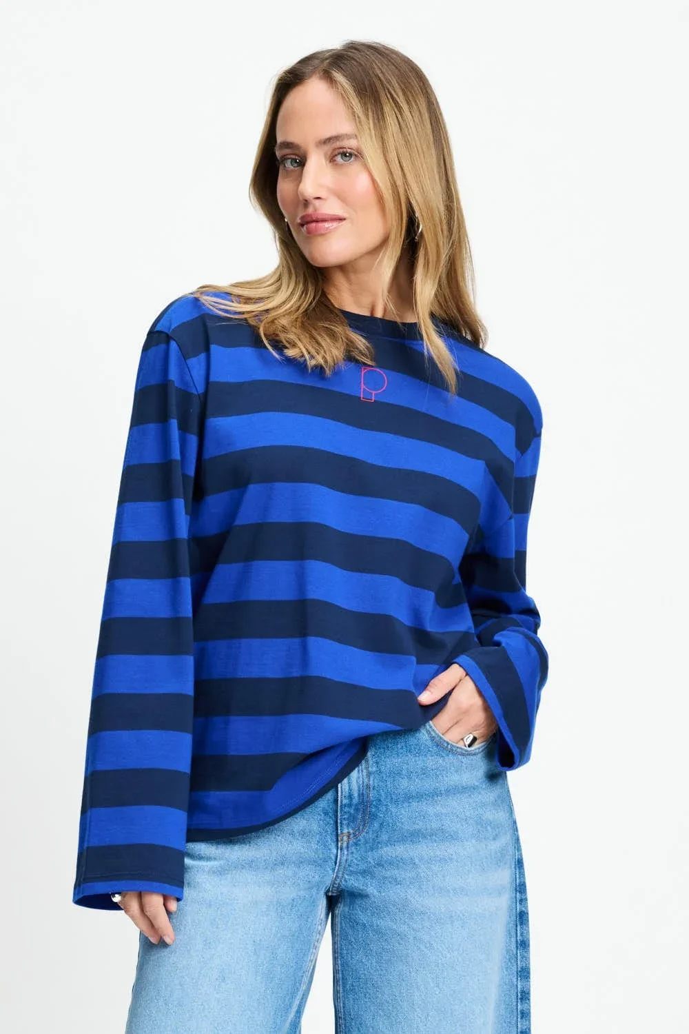 POM  SP9809  LONGSLEEVE  - Joy blue striped