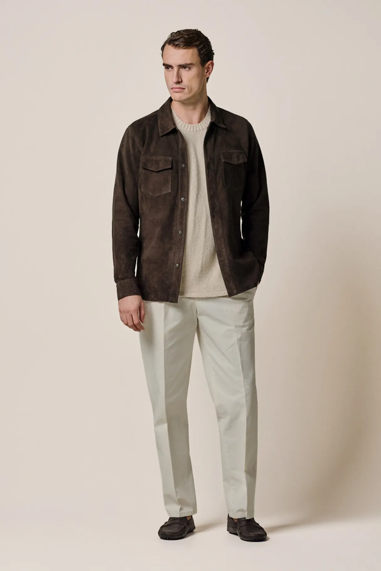 PROFUOMO PPXF30050B Donkerbruin suede overshirt
