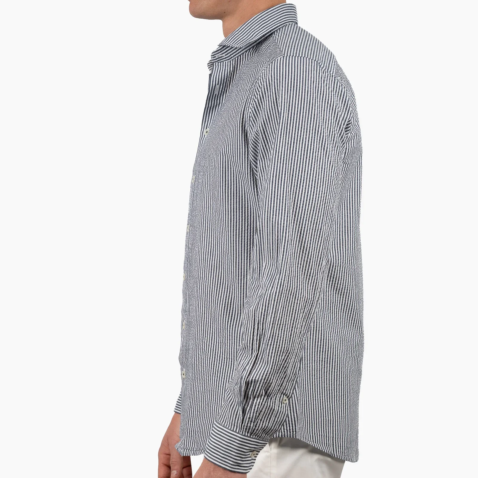 SEVEN DIALS SDL26107SA27 JACE Overhemd Seersucker Streep-navy