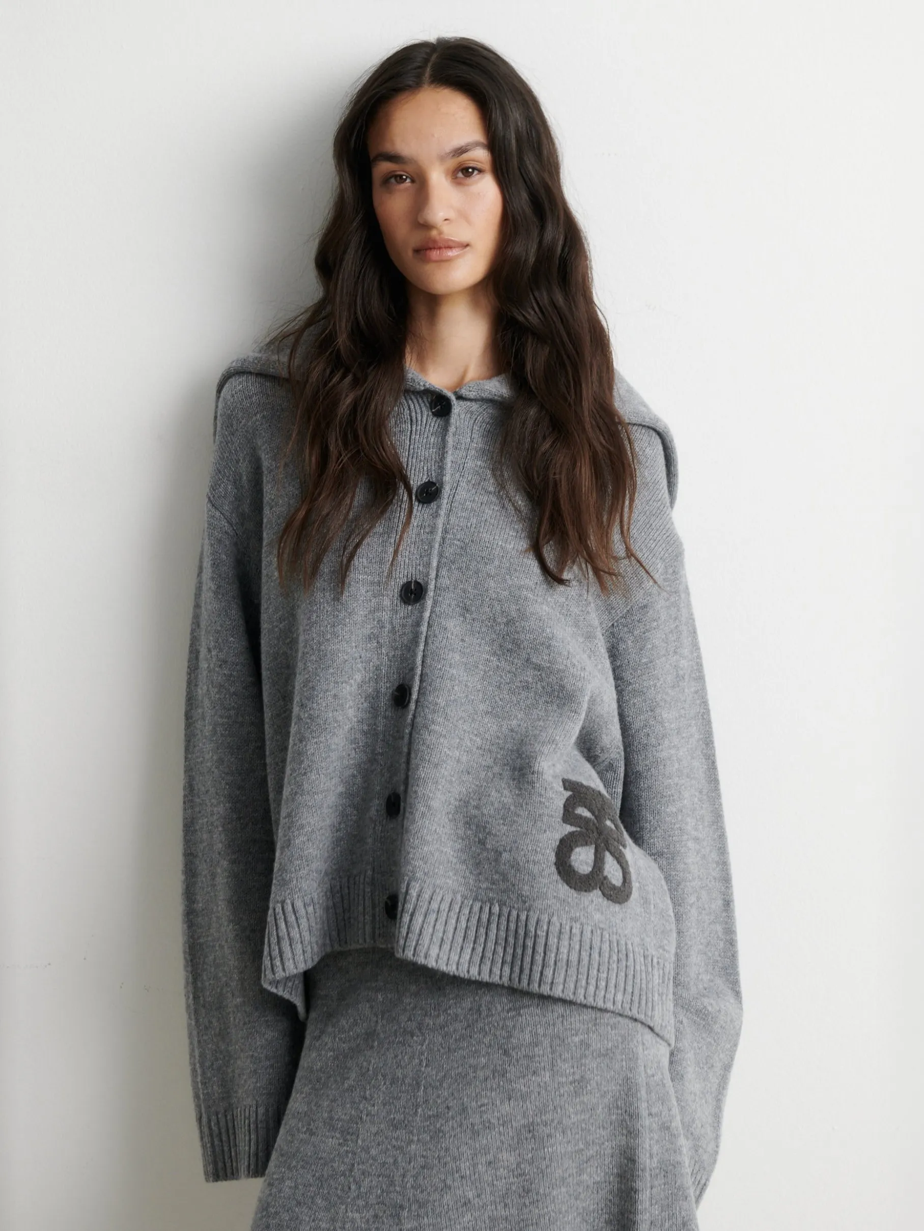 SECOND FEMALE 61184 Alpha Knit Collar Cardigan