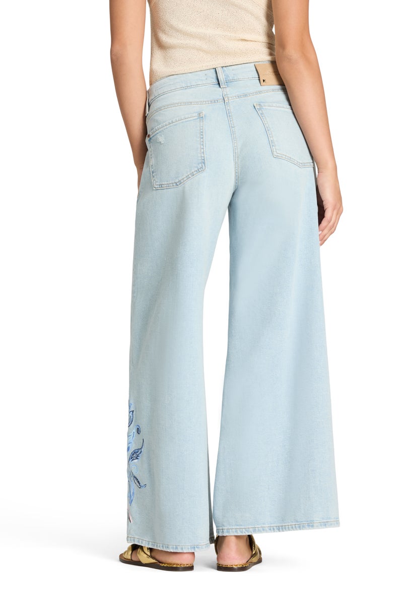 CAMBIO 9132 0023-16 Palazzo Cropped Jeans met applicatie