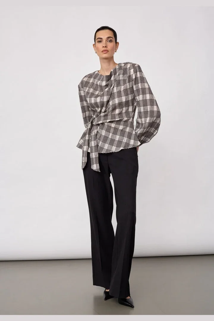 CO'COUTURE 500380 ChandlerCC CheckTie Blouse