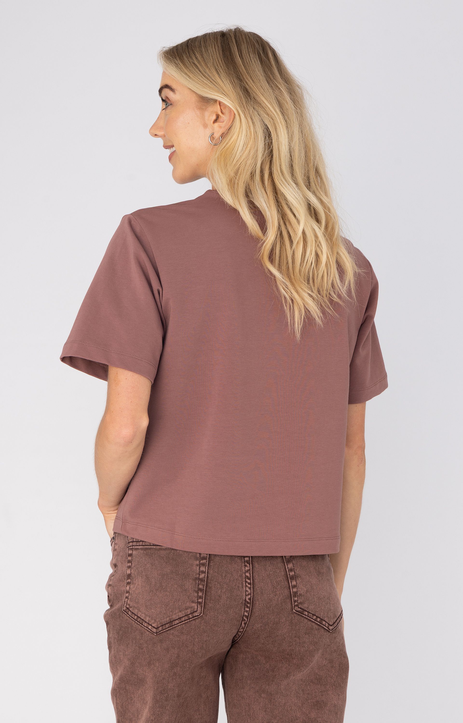ANNA 43a04-03919 T-shirt met broche-Dark Blush Solid