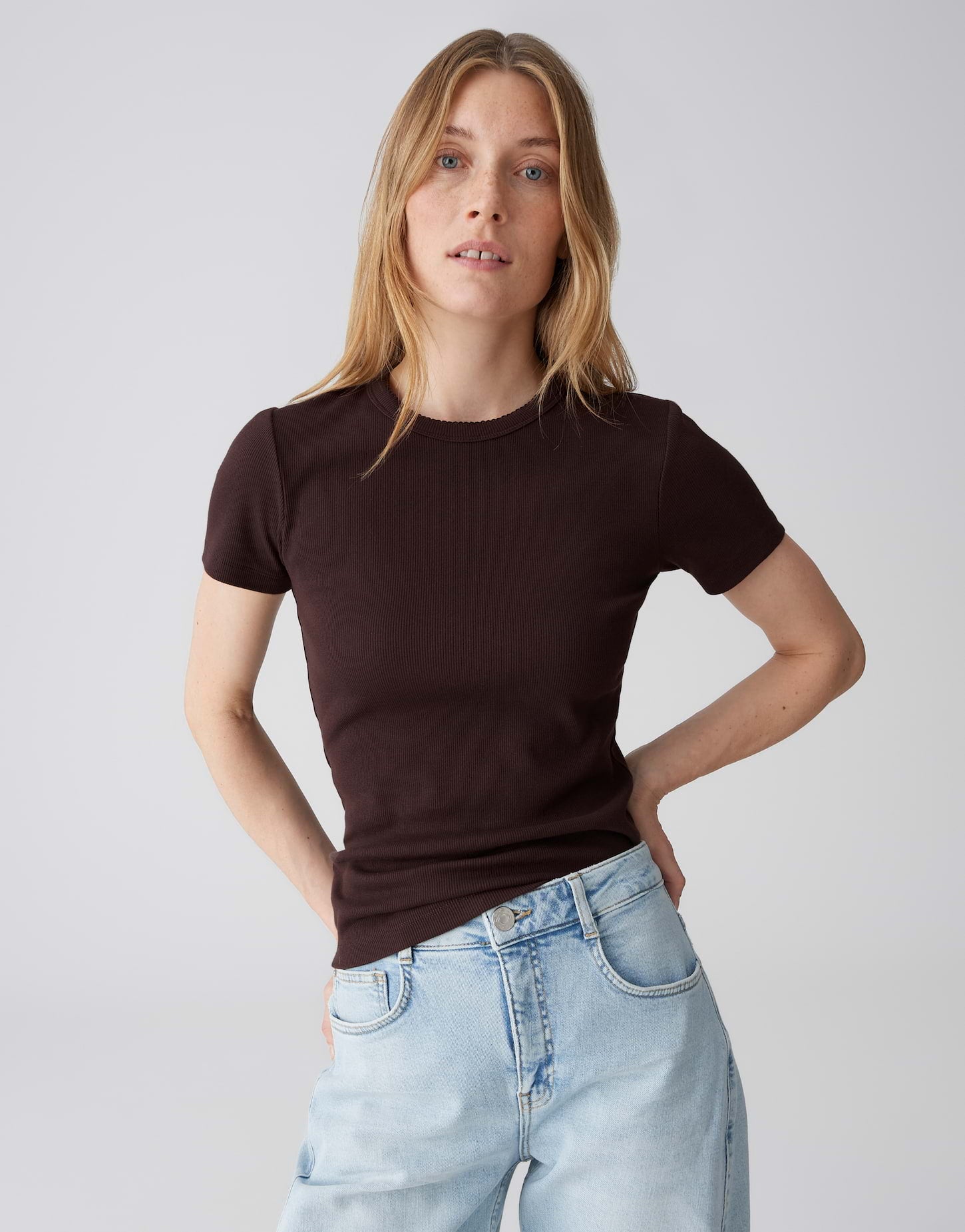 OPUS 10538110409106 Samuna scallop Basic shirt met schulprand