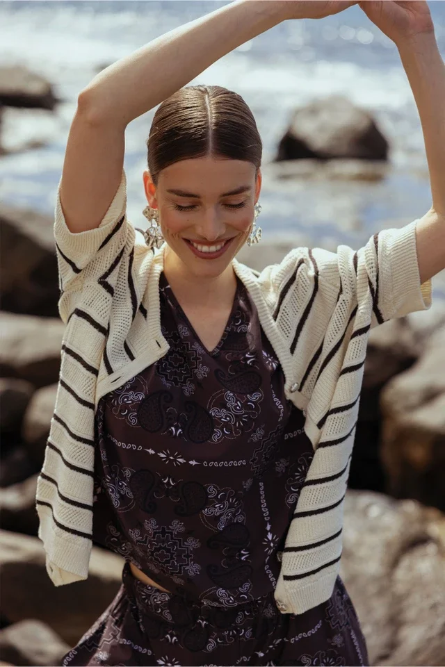 STUDIO ANNELOES 13775 Yara stripe cardigan