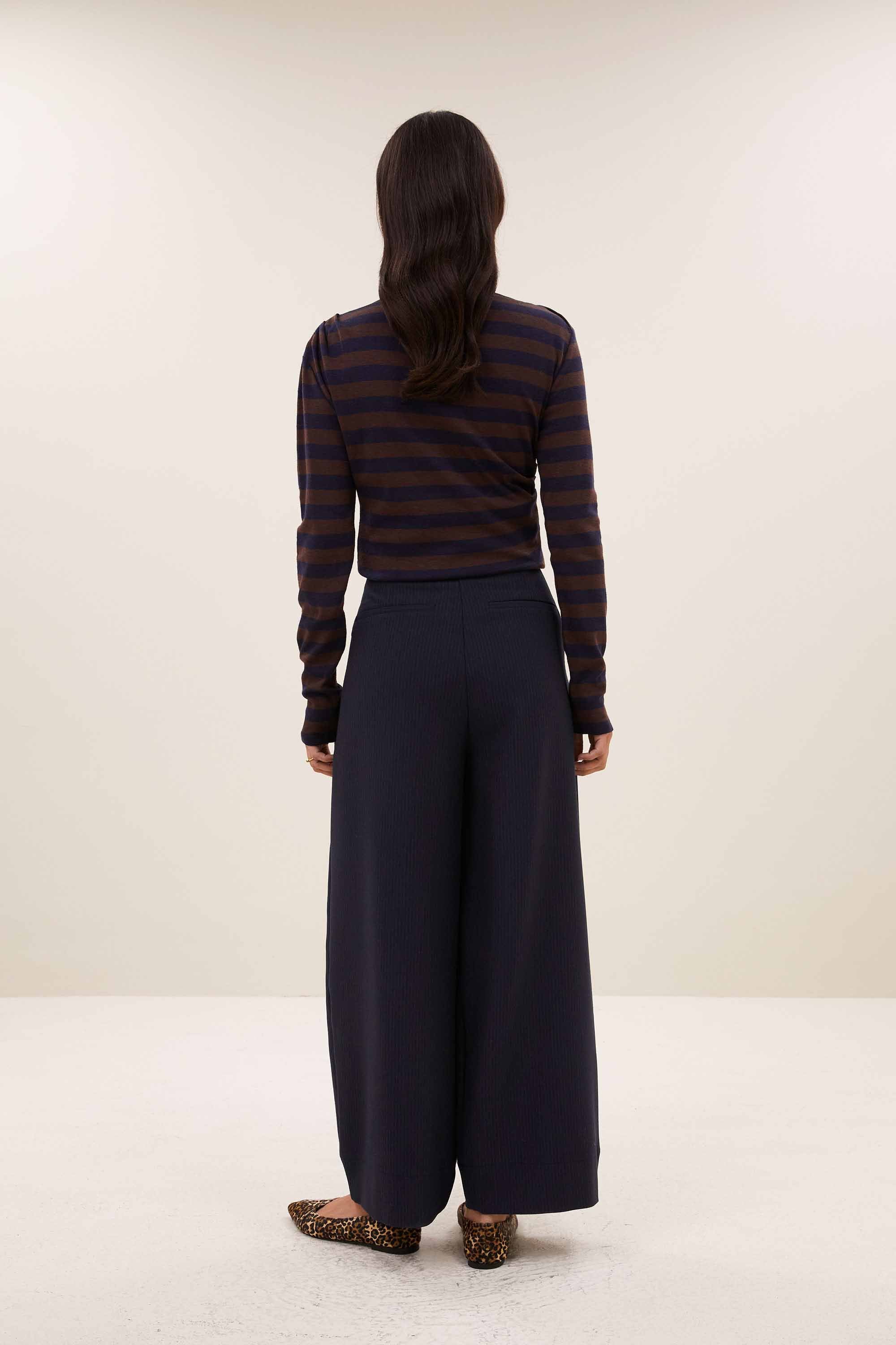 BY-BAR 26411118 leya big stripe top-coffee bean