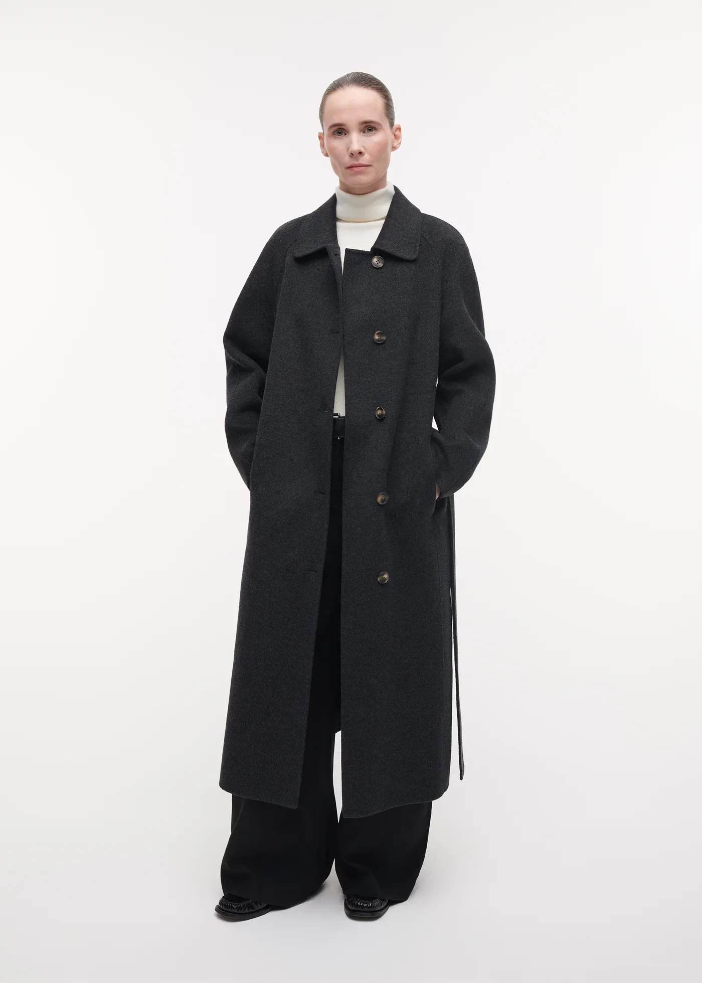 Studio AR 01TL266030.01 Joy Woolblend - lange wollen jas antra