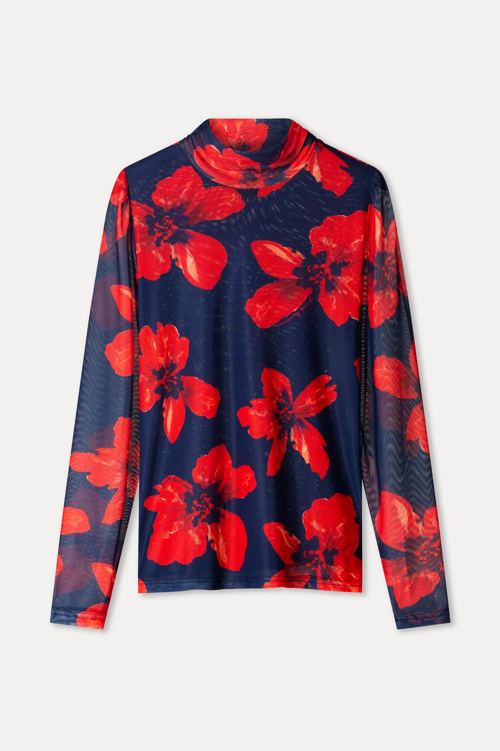 POM SP9833 TURTLENECK - ROMI MESH BLOOM ROUGE