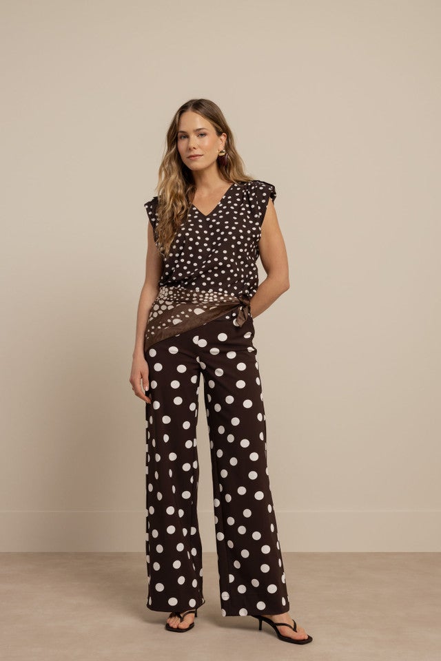 STUDIO ANNELOES 13936 Leone dot v-neck top