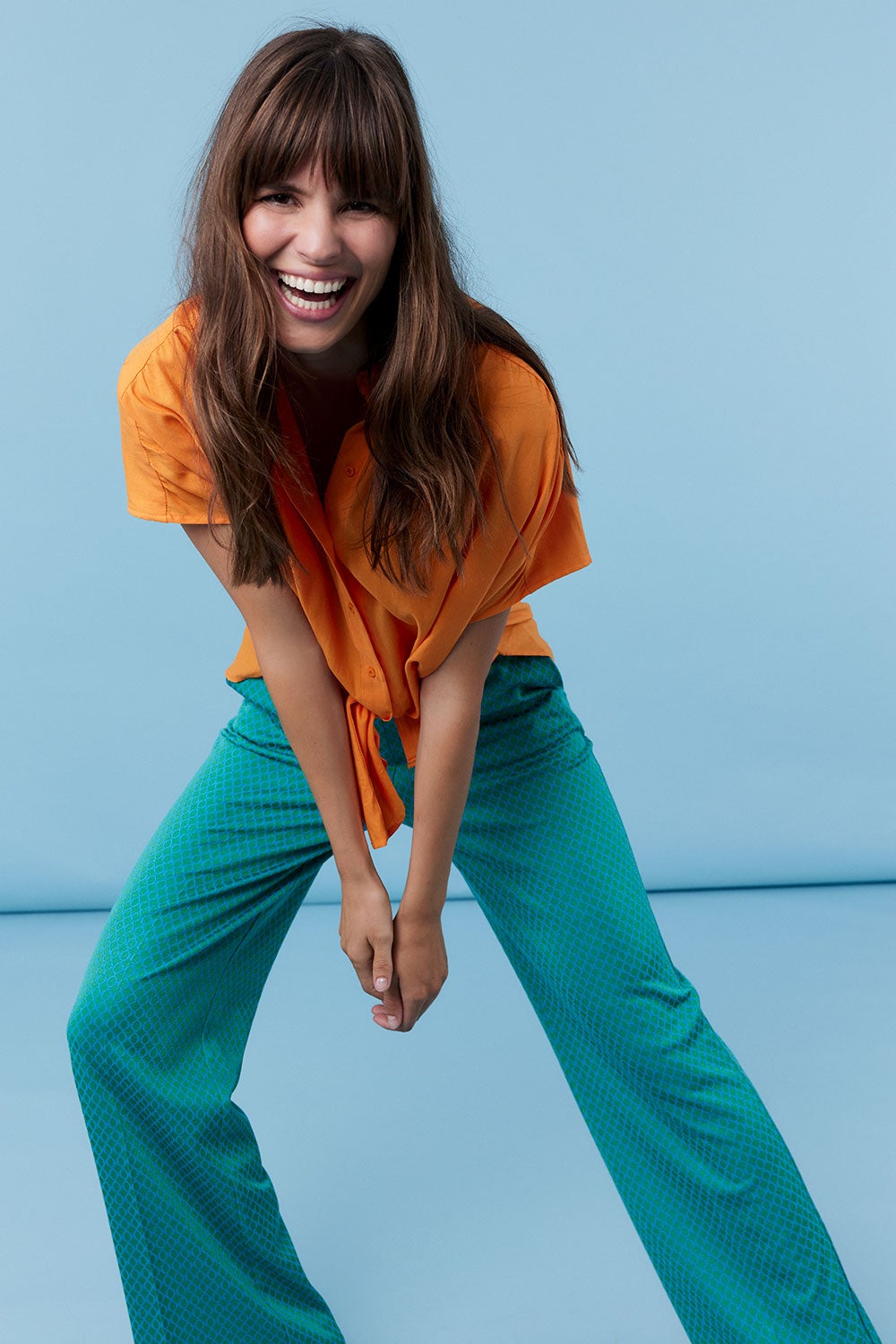 COREL 1006-8144 Lilly Wide Jacq Circ Pants-Luna Green