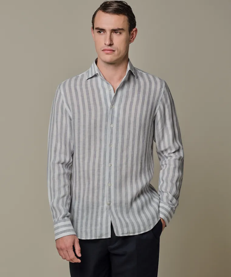 PROFUOMO PPXH10019C Linnen SHIRT ONE PIECE SF-Blue