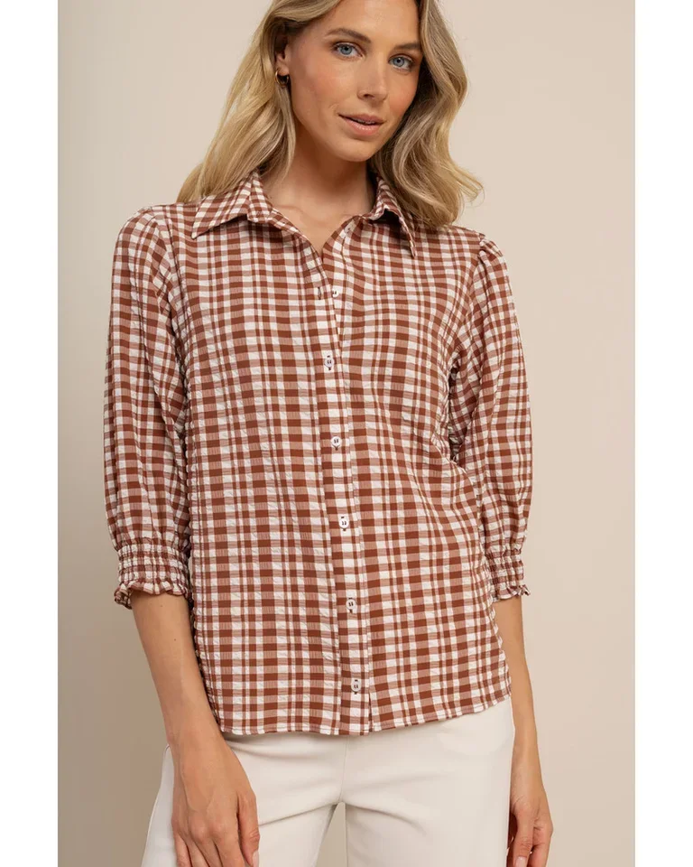 STUDIO ANNELOES 14024 Yentill check blouse