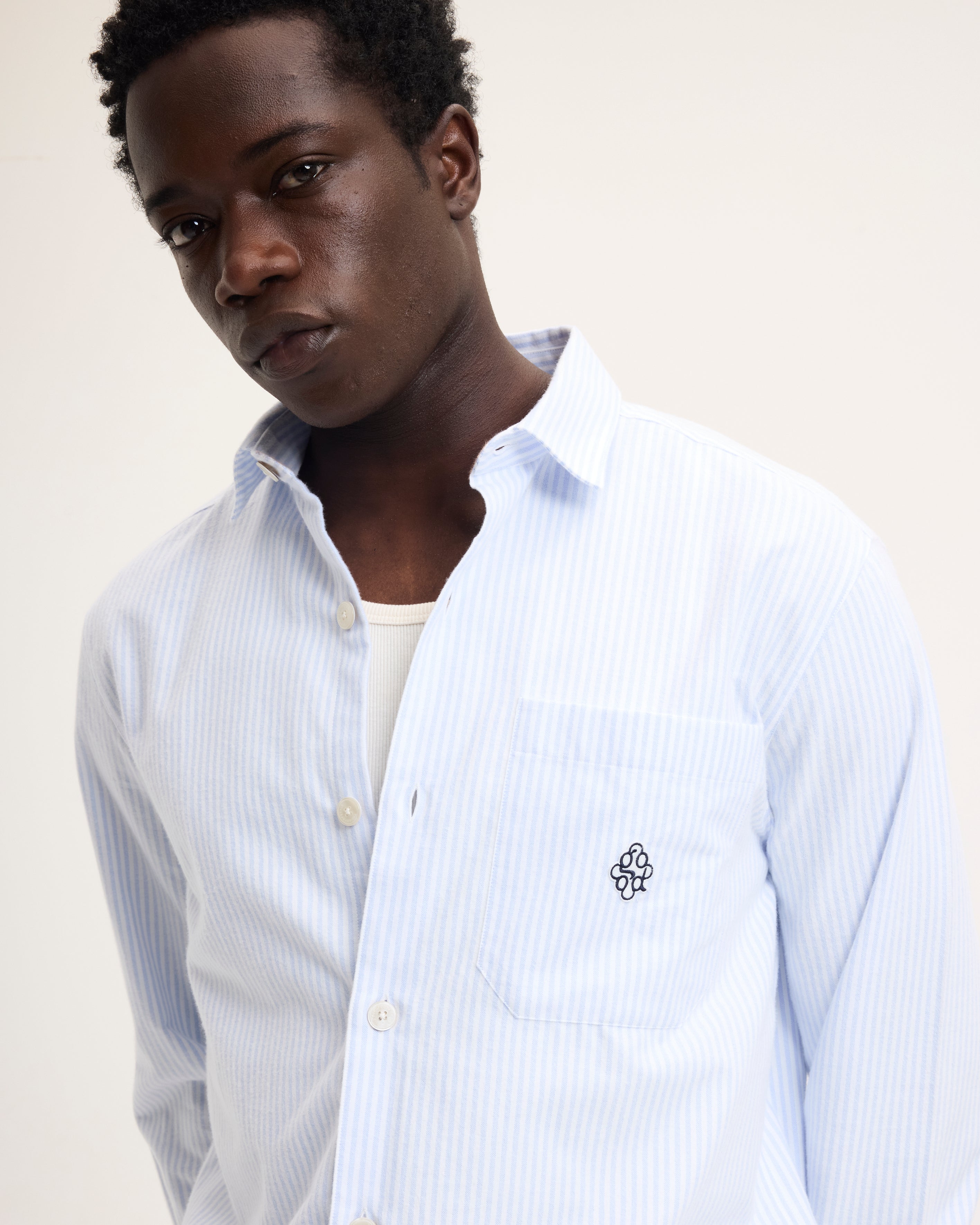 THE GOODPEOPLE SOY 26020211 shirt bleu/wit