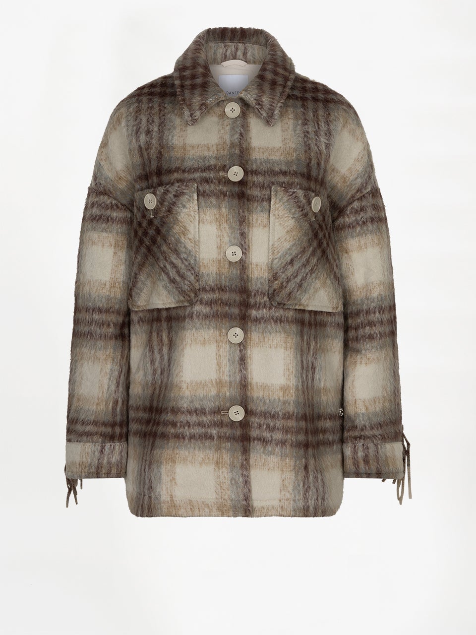DANTE 6 263110 Hivora fringeC ShirtCot geruite overshirtjas