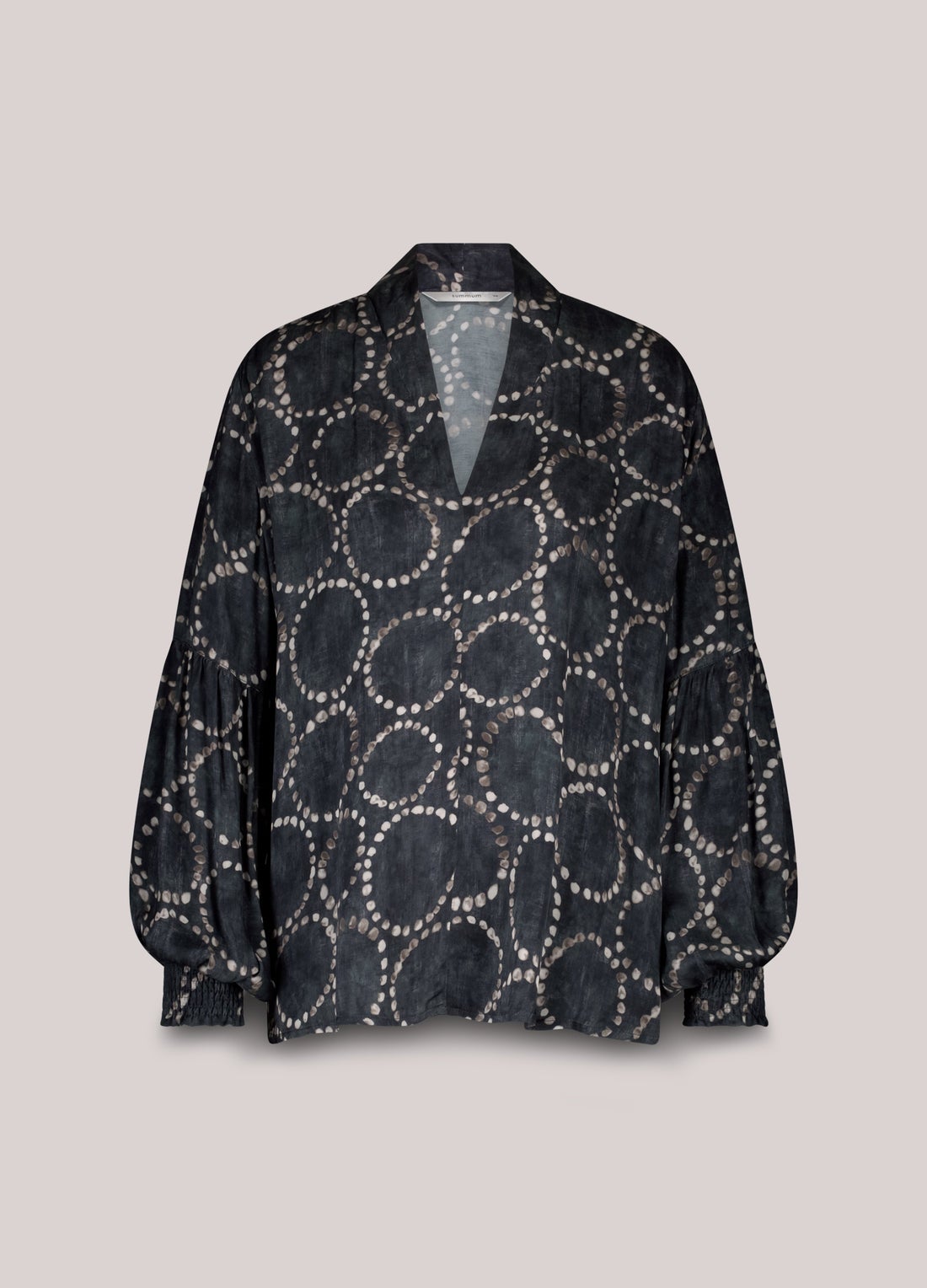 SUMMUM 2s3341-12263 Lichtglanzende blouse met print