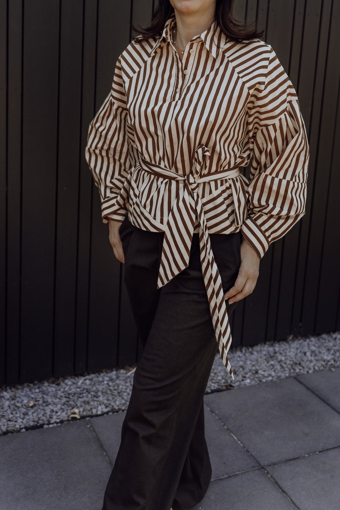 AIMEE THE LABEL OsloW6 blouse-Brown stripe