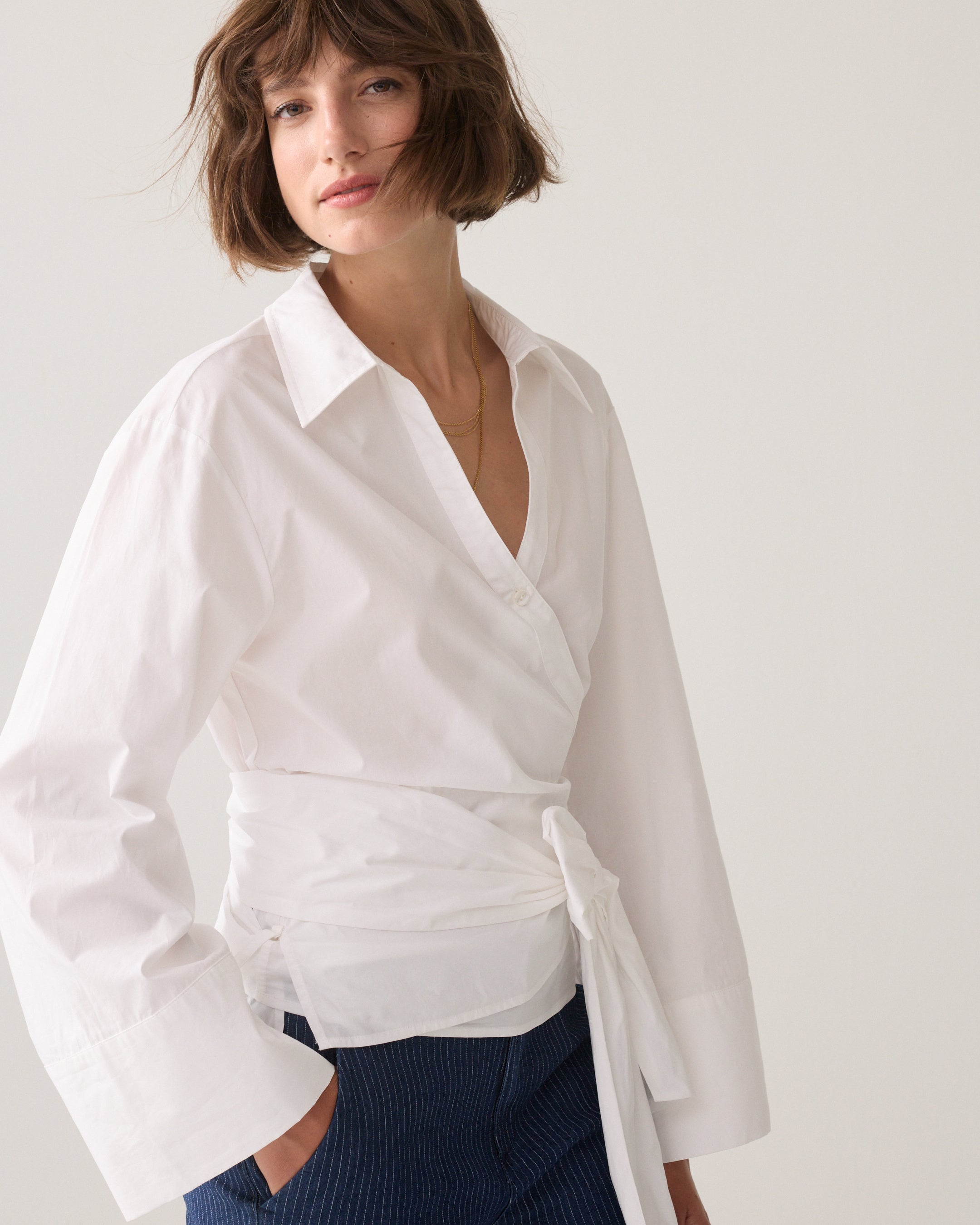 SUMMUM Wrapblouse crispy poplin 2s3517-12119-White