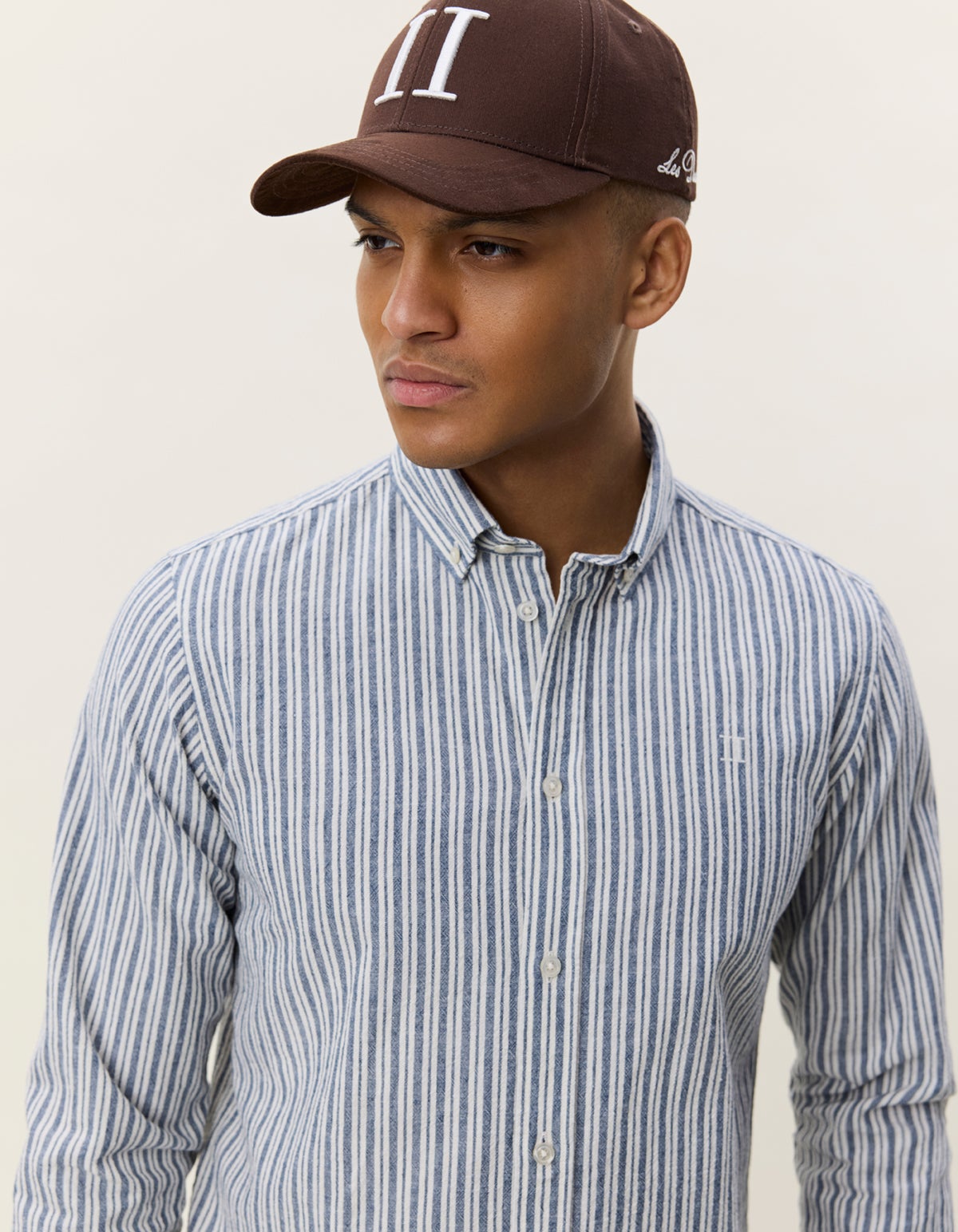LES DEUX Stripe Coton-Linen Shirt 1001859 - Dark Blue Denim
